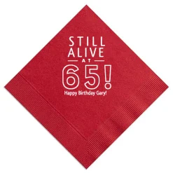 Still Alive Birthday Napkin, White Foil