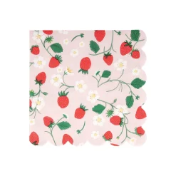 Strawberry Pattern Large Napkins, Set of 16