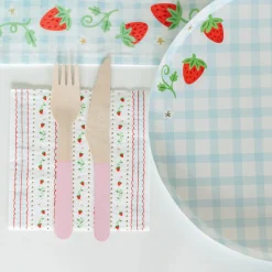 Strawberry Picnic Gingham Print Petite Napkins
