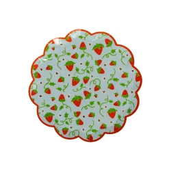 Strawberry Picnic Scalloped Small Plates