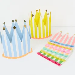Striped Party Crowns (x 8)