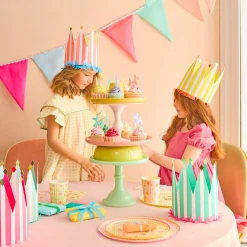 Striped Party Crowns (x 8)