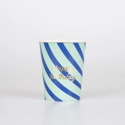 Stripe Happy Birthday Cups, Pack of 8