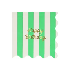 Stripe Happy Birthday Large Napkins, Pack of 16