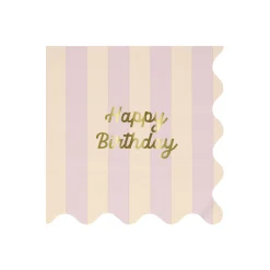 Stripe Happy Birthday Large Napkins, Pack of 16