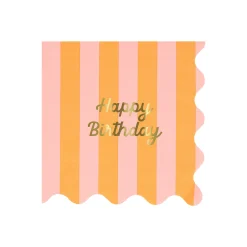 Stripe Happy Birthday Large Napkins, Pack of 16