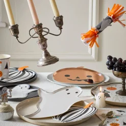 Stripe Pumpkin Plates, Pack of 8