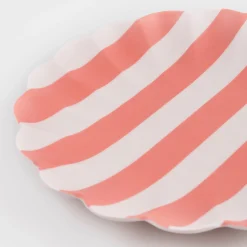 Stripy Reusable Bamboo Large Plates, Pack of 6