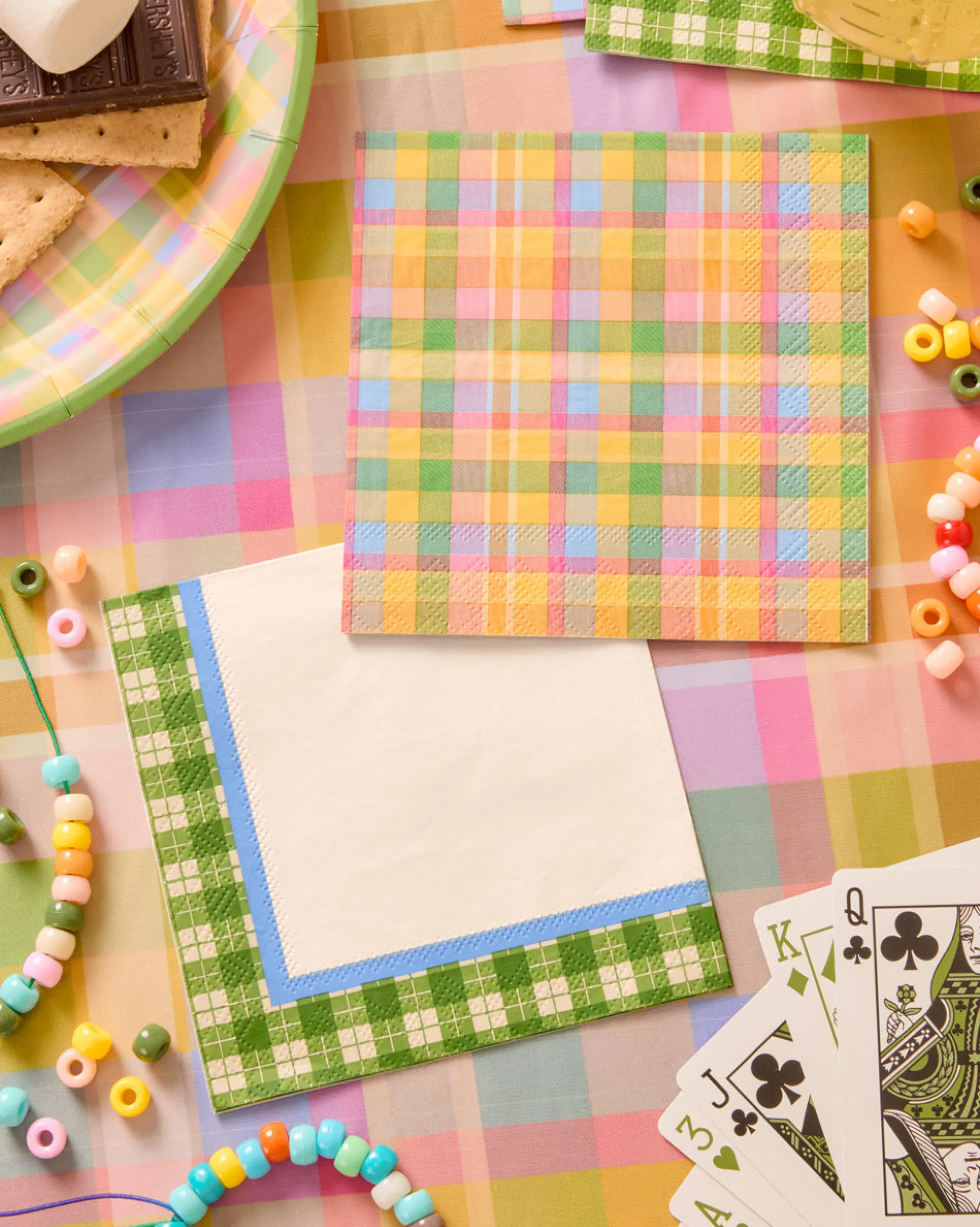 Summer Camp Napkins - 24 plaid paper napkins