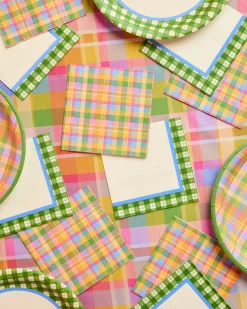 Summer Camp Napkins - 24 plaid paper napkins