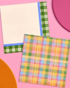 Summer Camp Napkins - 24 plaid paper napkins