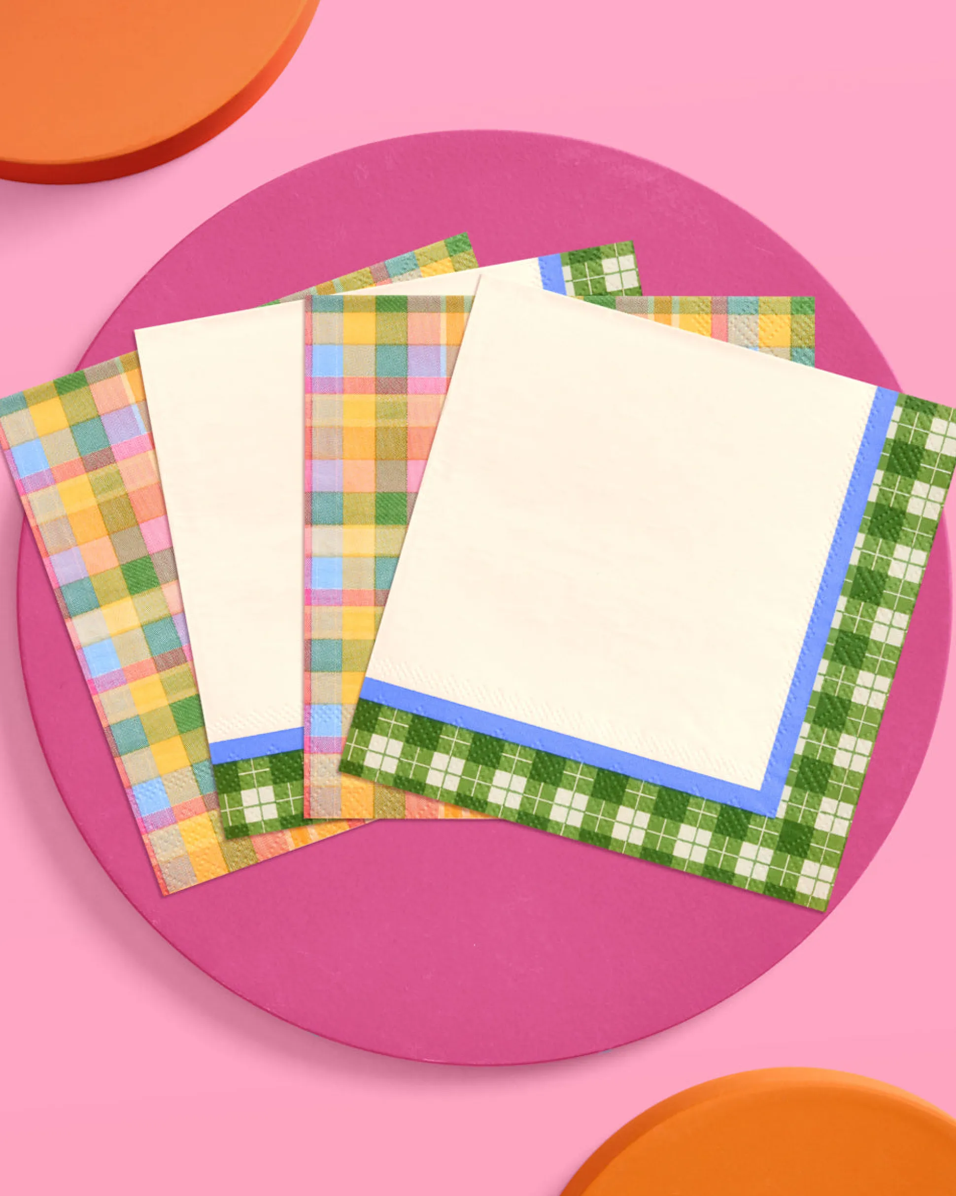 Summer Camp Napkins - 24 plaid paper napkins
