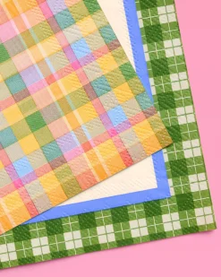 Summer Camp Napkins - 24 plaid paper napkins