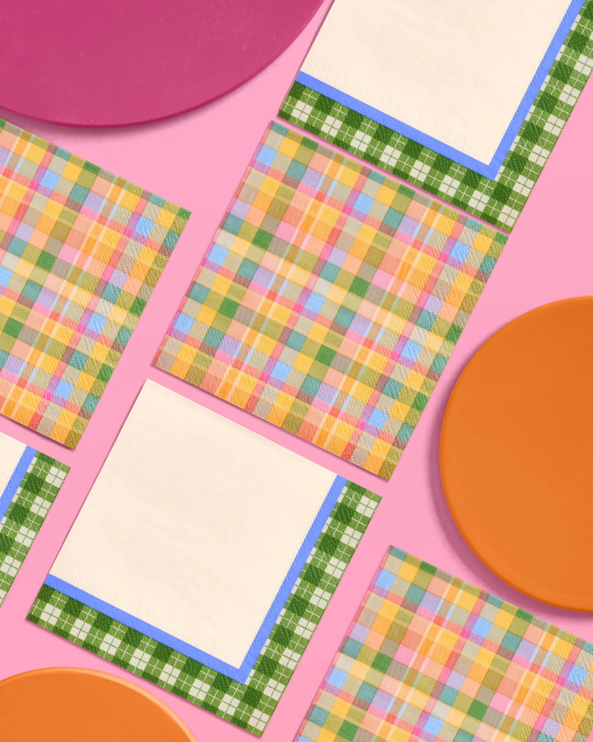 Summer Camp Napkins - 24 plaid paper napkins