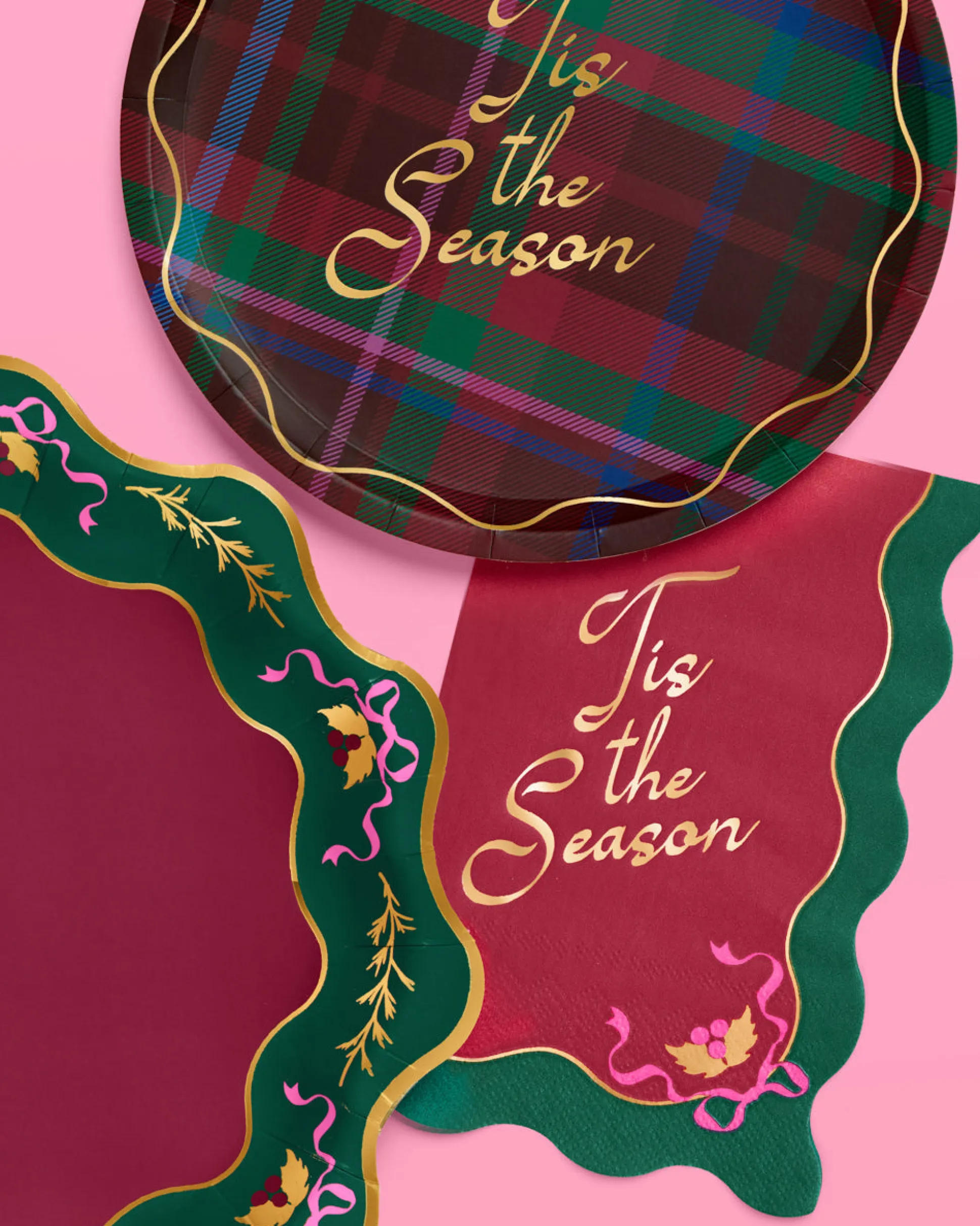 Tis the Season Plate Set - 32 paper plates, 2 sizes
