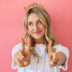 Twenty One Metal Headband - Gold