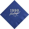 Vintage Birthday Custom Napkin, Silver Foil