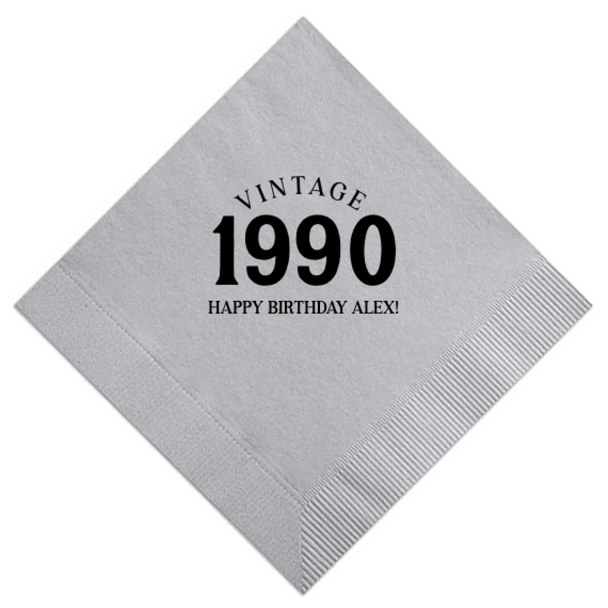 Vintage Bold Year Birthday Napkin, Black Foil