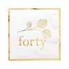 White 40th Large Napkins, Pack of 16