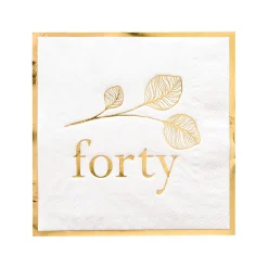 White 40th Large Napkins, Pack of 16
