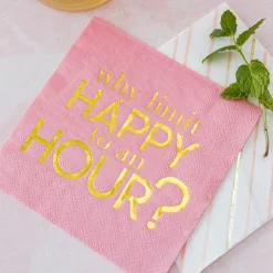 Why Limit Happy to an Hour? Witty Cocktail Napkins, Pack of 20