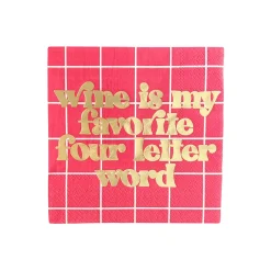 Wine Is My Favorite Four Letter Word Witty Cocktail Napkins, Pack of 20