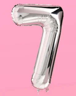 XL Number Balloon - 40" silver foil balloon